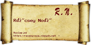 Récsey Noé névjegykártya